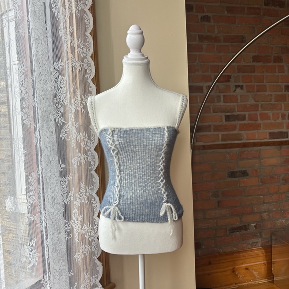 Blue Knit Corset Top - Picture 1 of 2